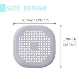 Pagabach Hair Catcher Shower Drain Strainer Cover Protector Filter Flat Sturdy Silicone Hair Stopper with Suction Cup Mesh for Bathroom Bath Tub Bathtub Kitchen Sink Laundry Grey Square 2 Pack