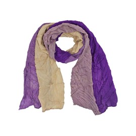 Purple & Beige Two-Tone Asymmetrical Wrinkled Scarf