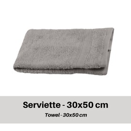 Lovely Casa - Bath Towel - Size 30 x 50 cm - 100% Organic Cotton - Taupe - Lagoon Model - Bath Linen - Wash at 30 cm