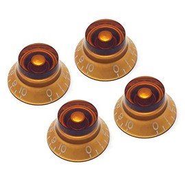 Vintage Forge Amber Top Hat Bell Knobs Compatible with Gibson Les Paul Electric Guitar (Set of 4) Fits 24 Fine-Spline USA (Imperial) Split Shaft Pots Recessed RB24US-AM4