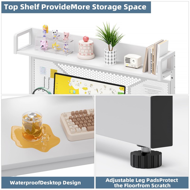 Elephance Small Gaming Desk with Pegboard, 39 Inch Computer Desk
