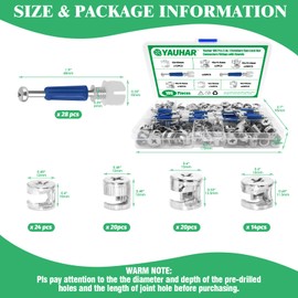 Yauhar 150Pcs 3-in-1 Furniture Cam Lock Nut Connectors Fittings with Dowels, Fastener Connecting Lock Nut Bolt for Closets Bed Furniture Connecting