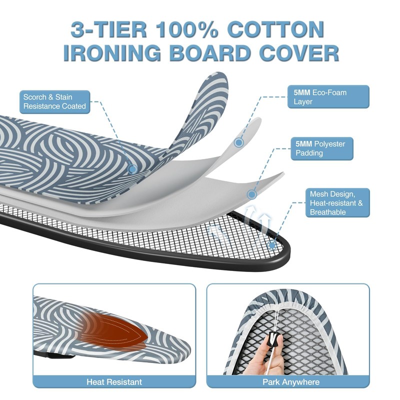 KINGBOARD Over Door Ironing Board, Hanging Ironing Board with Iron