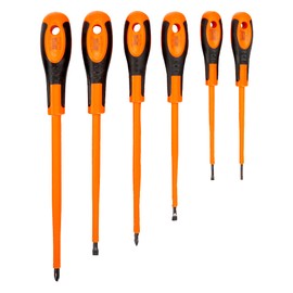 Bahco 620-6 Slotted/Ph Insulated Screwdriver Set, Multi-Colour, 6-Piece