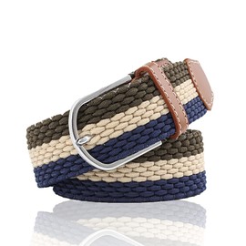 NiceYnn Men's Elastic Adjustable Waist Belt - Womens 3.3cm Wide Stretch Canvas Braided Belts Vintage Casual With Leather for Jeans, One Size