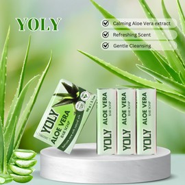 YOLY Aloe Vera Bar Soap (90 g, Pack of 4) - 95% Natural, Vegan-Friendly Moisturizing Soap for Silky Smooth Skin