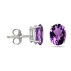 AoneJewelry 7x5mm Oval Shape Natural Amethyst Stud Earrings For Womens