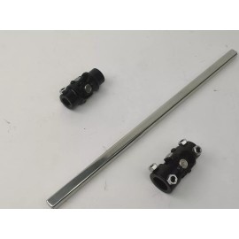 CNC 2 BLACK U Joints 22" Polished Steering Shaft 3/4"DD x 3/4"DD & 5/8"-36 X 3/4"DD