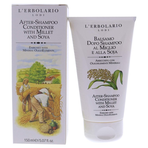 L'Erbolario After-Shampoo Conditioner With Millet And Soya - Rich, Creamy Formula Detangles Hair Easily - Shines With Renewed Gloss - Provides Nourishment And Restores Brittle, Damaged Hair - 5.07 Oz
