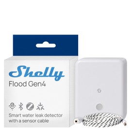 Shelly Flood Gen4 - Smart Matte Water Sensor with Leak Sensor Cable, IP44, Flood & Rain Detection, Adjustable Alarm Levels, Leak Detection, Timer Switch, Alexa, Google Home & Zigbee