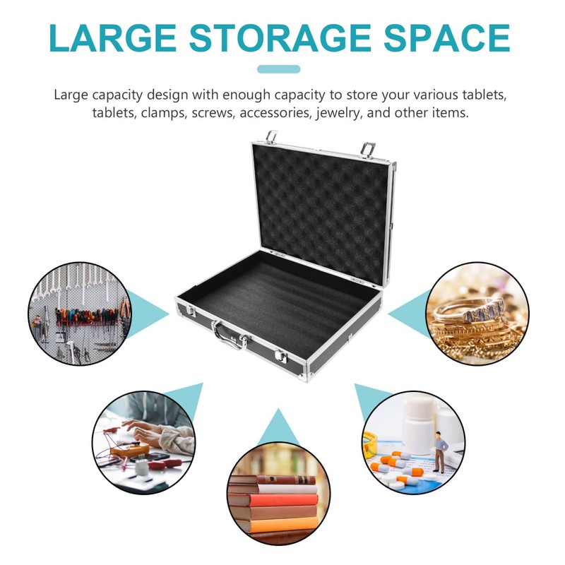 SUPVOX Aluminum Hard Case Briefcase: 14.5 Inch Lockable Carrying Case