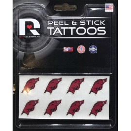 Rico Industries 4 Arkansas Razorbacks 8 Pack Peel & Stick Fan Tattoos Face Decal FREE SHIP