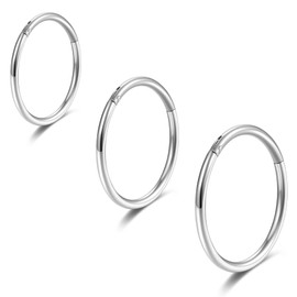 Lantine Hinge 20g 18g 16g Nose Piercing Ring Hoop Earrings 6 mm 8 mm 10 mm 12 mm 14 mm 16 mm Septum Ring Clicker Cartilage Nostril Helix Piercings Hoop Earrings Set, Metal, No gemstone