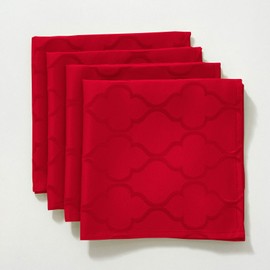 Christmas Cloth Napkin Spillproof and Wrinkle Resistant Square Jacquard Napkin with Floral Patterns for Dining Room & Holiday Decoration (Red, 50 x 50 cm (4 pieces))