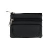 CTM Women's Leather Coin Purse with Front Pocket, Black