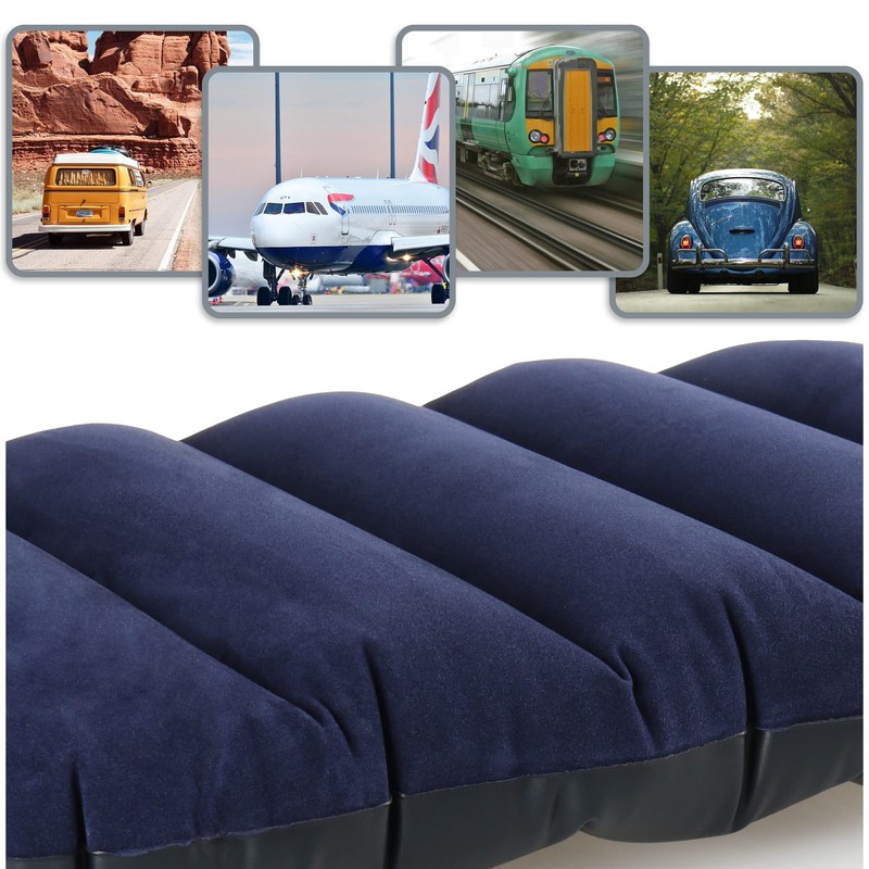 com-four® 2 x Inflatable Cushion - Comfortable Travel Pillow for