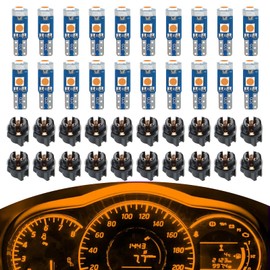MOXRUQ 20 PCS T5 Led Bulbs Dash Lights, 37 74 2721 PC74 PC37 LED Bulb with Twist Lock Socket, 3030 Chips Super Bright Interior Dome Map Dashboard Indicator Instrument Panel Gauge Lamp (Yellow)