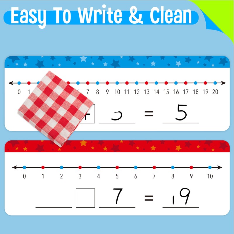 15 PCS Number Line Dry Erase Boards, Double Sided Writable
