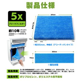 MSHNE Daikin Air Purifier Replacement Filter Pleated Filter Compatible with Successor to KAC017A4/KAC006A4 (5 Pieces)