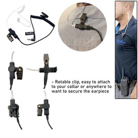 MaximalPower RHF 617-1N 3.5mm RECEIVER/LISTEN ONLY Surveillance Headset Earpiece with Clear Acoustic Coil Tube Earbud Audio Kit For Two-Way Radios, Transceivers and Radio Speaker Mics Jacks , Black