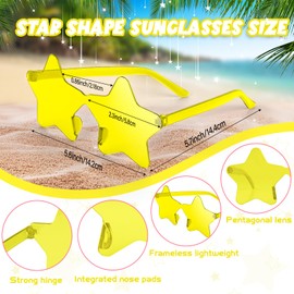 NACHLYNN Rimless Star Shaped Sunglasses Pentagram Glasses Transparent Sunglasses Valentine Day Party Favor (24, Yellow)