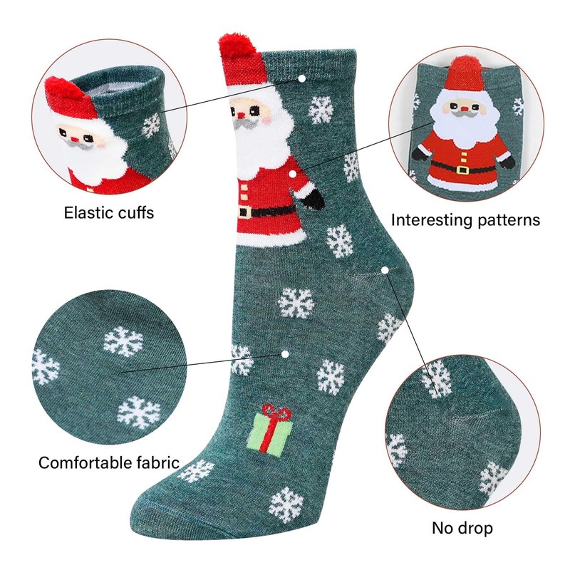 LOFIR Colourful Funny Socks Women's Christmas Socks Animal Pattern Cartoon