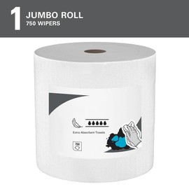 Plexon Extra Absorbent Towels, Jumbo Roll, 12.5" x 12.2", White, 1 Roll of 750 Sheets