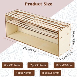 XZSKD Paint Brush Holder, 67 Hole Citadel Paint Rack, Wooden Warhammer Paint Holder, Universal Art Brush Organizer