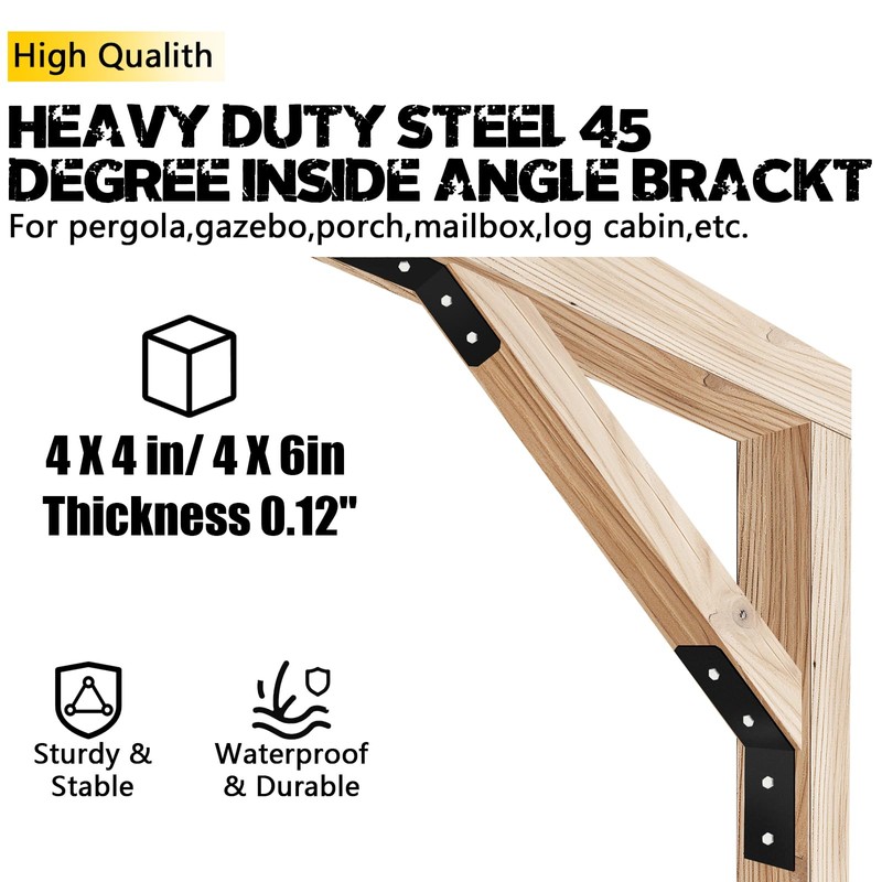 VEVIVOOVY 4pcs Flush Inside 45 Degree Angle Bracket,L/10 xW/3" Heavy