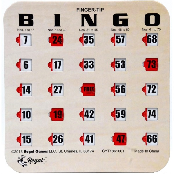 Regal Games Easy Read 4-Ply Finger-Tip Shutter Slide Bingo Cards, Woodgrain