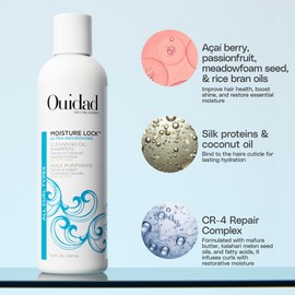 Ouidad Moisture Lock Ultra Nourishing Cleansing Oil Shampoo for Curly Hair - 8.5 fl oz, Rehydrates Dry, Damaged Curls, Color Safe Shampoo, For Women & Men, All Curl Types
