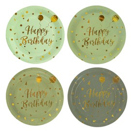 EVYIENEN 24PCS Sage Green Paper Plates, 7 Inch Disposable Gradient Green Party Plates 4 Colors Round Dessert Dinner Plates for Birthday Wedding Shower Party Supplies