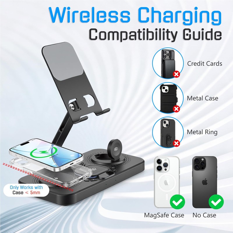 30W Charging Station for Apple Multiple Devices,Foldable Wireless Charger