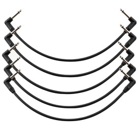 Musiclily Pro 30CM Guitar Effect Pedal Patch Cables TS Cable with Right Angle 1/4 Inch 6.35mm Mono Plugs, Black (Set of 5)