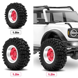 OGRC 1.2" Beadlock Wheel Tires 4mm Offset Wheel Tires for Axial SCX24 AX24 TRX4M FCX24 Upgrade 1/24 1/18 RC Crawler Car (Red)