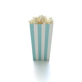 Aqua Blue Stripe Popcorn Boxes (12 Pack) - Wedding & Party Movie Theater Style Gourmet Mini Popcorn Containers