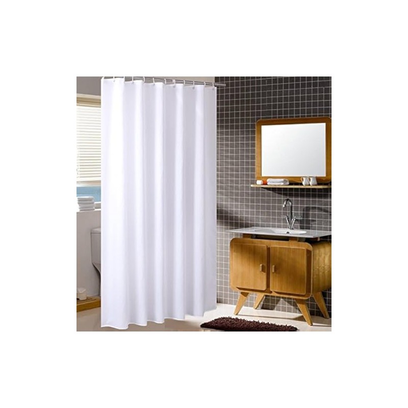Homehold 180cm Wide By 180cm High White Shower Curtain, Waterproof