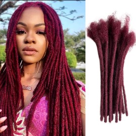 loc extensions Human Hair #Burgundy 6 Inch 100 Strands 0.4cm Thickness for Man/Women/Kid 100% Handmade Can Be Dyed Bleached Curled and Real Permanent Human Hair Dreadlock Extensions