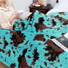 cow print Fleece Turquoise Blue Blanket Kids Teal Fuzzy Throw