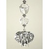 Silvery Metal Double-Sided Elephant Head with Faceted Clear Glass Ceiling