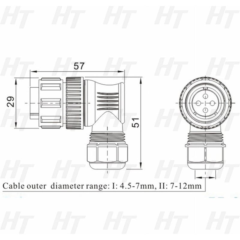 HangTon SD20 3 Pin Connector Quick Disconnect Waterproof IP68 Right