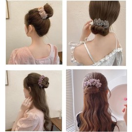 4PCS Flowers Deft Bun Maker Set – Magic Donut Hair Styling Tool for Effortless Twists & Updos – Great French Bun Accessories for Girls & Teens – Easy-to-Use Hairdress Design Tools