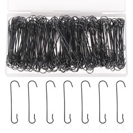 200pcs Christmas Ornament Hooks, 2.4x0.5 inch C Shaped Christmas Tree Ornament Hooks with Storage Box Bendable Metal Hooks Ornament Hangers Hooks for Christmas Decoration (Black)