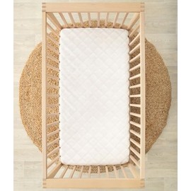 Love To Dream Cotton Mattress Protector Quilted Cob Sheet | Waterproof Crib Sheet, 100% Cotton Outer, Extra-Wide Elastic, Fits Oval Mattress, Protects from Stains, Allergens & Dust Mites | White