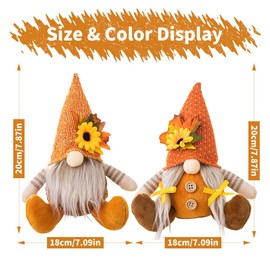 Dhqkqg 2Pcs Autumn Gonk Gnomes Plush, Autumn Gonk Decorations, Handmade Gonks Decorations Gnomes Plush, Harvest Sunflower Maple Leaf Elf Dwarf Decor, Fall Gnomes for Thanksgiving Harvest Festival