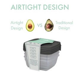 4 Pack 300ML Small Food Containers with Lids Set - Airtight Meal Prep Containers Snack Pots Reusable Sauce Fruit Containers BPA Free for Kitchen and Pantry Organization (Dark Grey Colour)