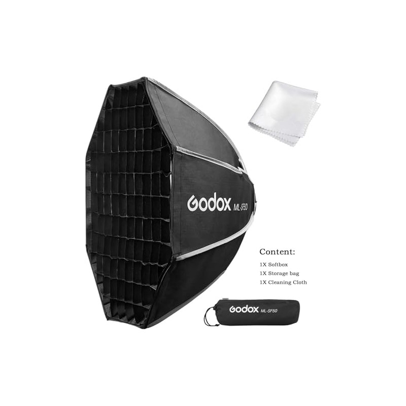 Godox ML-SF50 Octagon Softbox, 50cmX50cm, Godox Mount Softbox for Godox