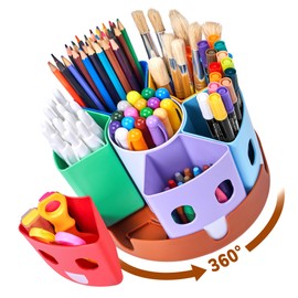 GAMENOTE Rotierende Stiftehalter Schreibtisch Organizer - Kinder Schreibtisch Behälter zum Aufräumen und Aufbewahren, Drehbare Ablage für Bürobedarf Schulbedarf liefert Handwerk Behälter (Klein)
