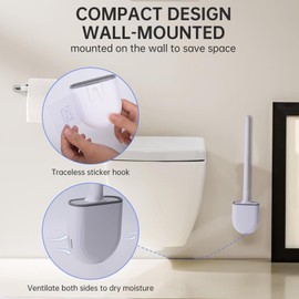 DEALSGOGO RV Toilet Bowl Brush, Toilet Brush Silicone Won't Damage Toilets, Wall Mounted Toilet Brush-Anti-Roll, Anti-Drip Design, Suitable for RV Travel Trailers and Campers, Made by RVers for RVers