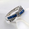 Ringcrown Couple Rings Princess cut Blue Cz Womens Wedding Ring
